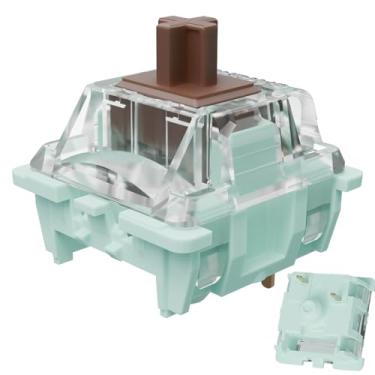 Imagem de GUYEKS Interruptor de teclado marrom tátil pré-lubrificado série Jade Gateron, interruptores de mola dupla de 3 pinos 55gf para teclado mecânico MX Gaming (marrom jade, 108 peças)