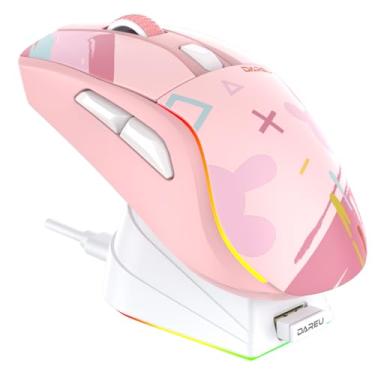 Imagem de Mouse DAREU A950 para jogos sem fio com base de carregamento RGB, programável, leve, 88 g, até 12.000 DPI, 1000 Hz, 120 horas de uso com retroiluminação RGB, ótimo para PC, Mac