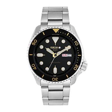 Imagem de Seiko Relógio masculino 5 facelift, 10 bares, resistente à água, calendário, mostrador Srpd55K2, preto, preto/prata escuro, 7K1, esportivo