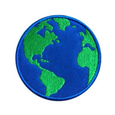 Imagem de Antrix 1 peça engraçada salvando azul planeta mundo planeta patch, gancho e laço bordado - Emblema colorido globo mundial apliques para roupas bolsas mochila mochila escola motociclista (Terra)