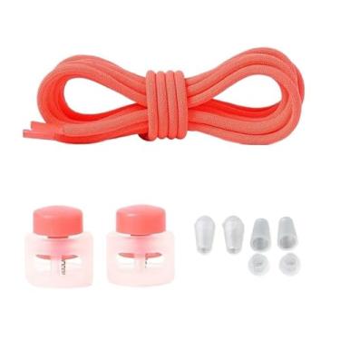 Imagem de Elastic Laces Sneakers Round Rubber Bands No Tie Shoelaces Unisex Basketball Shoe Laces Children Free Tie Shoestrings(Orange red)