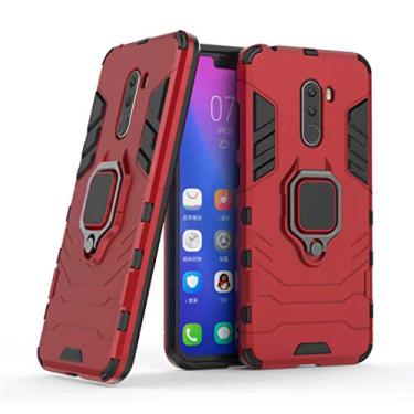 Imagem de Compatível com Xiaomi Mi Pocophone F1 Capa Prova de Choque de Camada Dupla, Anel Girató...