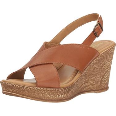 Imagem de Bella Vita Sand lia feminina Lea-Italy couro bico aberto plataforma casual