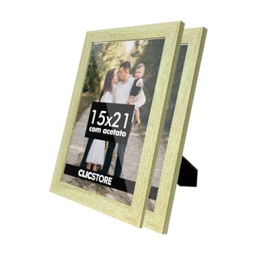 Imagem de Kit 2 Porta Retrato 15x21 A5 Acetato Fotos Moldura Aparador Decoração Quadro (Carvalho)