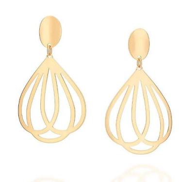 Imagem de Brincos banhado ouro 3x 24k 18k e 22k femininos grandes maxi gotas rom
