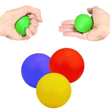 Imagem de Kit 3 Bolas Exercitadora Fisioterapia Bolinha De Mão Lisa - Apolo Brin