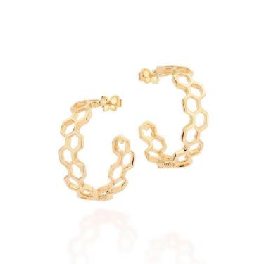 Imagem de Brincos banhado ouro 3x 24k 18k e 22k femininos meia argola rommanel c