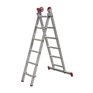 Imagem de Escada Extensiva de Alumínio 6 x 2 Degraus 1,84 x 2,76 Metros EVALD