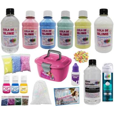 Imagem de Kit Completo Para Fazer Slime Colas Branca Transparente Corantes Color