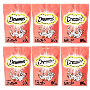 Imagem de Caixa 6Un. Petisco Dreamies Salmão Para Gatos Adultos 80G