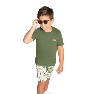 Imagem de Conjunto Infantil Camiseta e Bermuda 85344 - Malwee Carinhoso, Verde, 