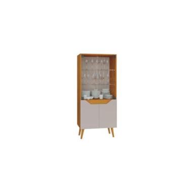 Imagem de Cristaleira 4 Portas Plena Candian JCM Movelaria, Cinamomo/Off White