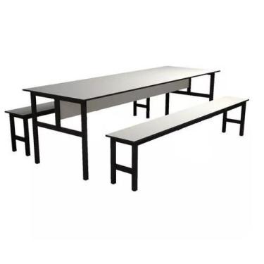 Imagem de Conjunto Mesa para Refeitório 10 Lugares com Bancos Separado - DE ASTR