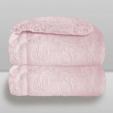Imagem de Cobertor Donna Laço Bebê Plush com Sherpa Ferrete, Rosa Bebe, 90X110
