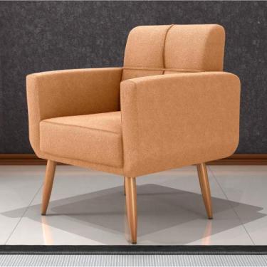 Imagem de Poltrona Decorativa para Sala Lilian Boucle Mostarda - Mais de Casa