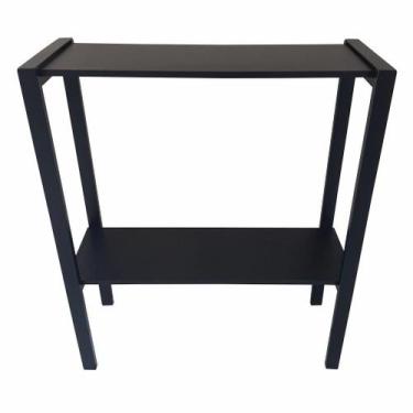 Imagem de Aparador Prateleira Dupla Industrial Mônaco Mdf Preto 80Cm - Belolar