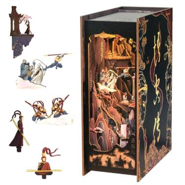 Imagem de Fsolis Book Nook Kit, DIY Miniature House Kit 3D Wooden Puzzle Craft Kit for Adults Bookshelf Nook Decor Decorative Bookend Gifts for Book Lovers- The Legend of Wukong (No Glue Required)