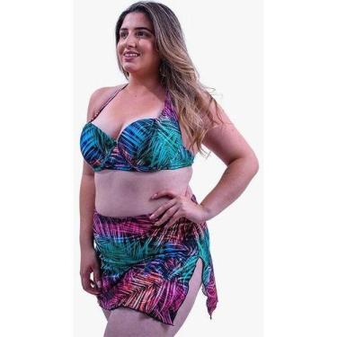 Imagem de Biquíni Com Saia Plus Size Saída De Praia - WA modas, Preto, Feminino,
