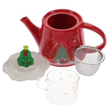 Imagem de Tofficu 1 conjunto bule de chá de cerâmica de Natal estilo Natal xícara de chá de cerâmica conjunto de chá
