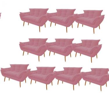 Imagem de Kit 10 Namoradeira  Decorativa  Opala Pés Palito em Madeira 2 Lugares 