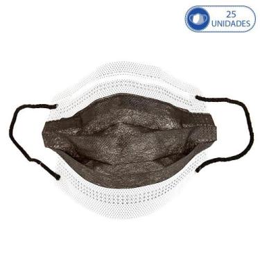 Imagem de Kit de 25 Unidades de Máscaras Cirúrgicas Descartáveis Preto - Miralup