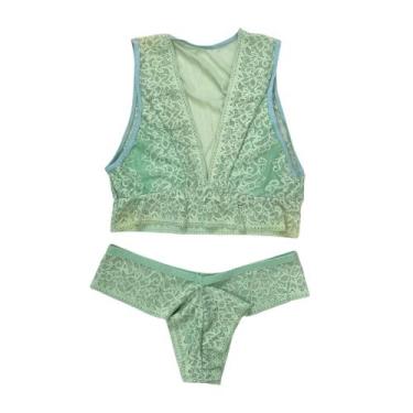 Imagem de Conjunto de Sutiã Sem Bojo e Calcinha Renda Feminino Sexy Lingerie Sen
