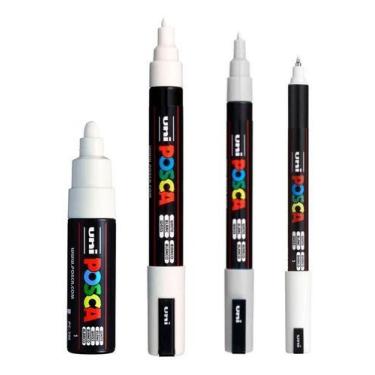 Imagem de Kit 4 Poscas Brancas PC1MR.PC3M.5M.7M Varias pontas - Uni-Ball
