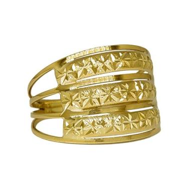 Imagem de Anel Em Ouro 18k 750 3 Meias Canas Amarelo, 16