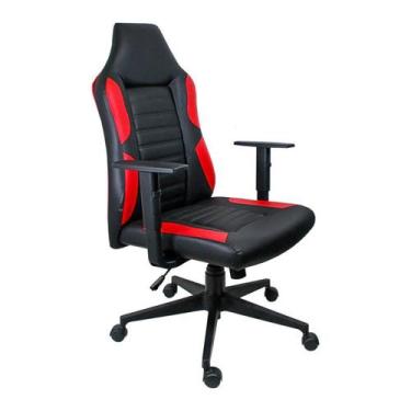 Imagem de Cadeira De Escritório Gamer Ergonômica Com Estofado Preto com Vermelho