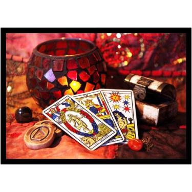 Imagem de Quadro Decorativo Jogos Baralho Tarot Cartas Esoterismo Com Moldura RC