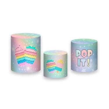 Imagem de Trio de Capas de Cilindro - Brinquedo Pop it Arco-Íris Efeito Brilhos 