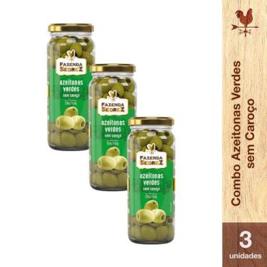 Imagem de Combo azeitonas verdes s/ caroço vidro fazenda sedrez 3 unidades - DEL