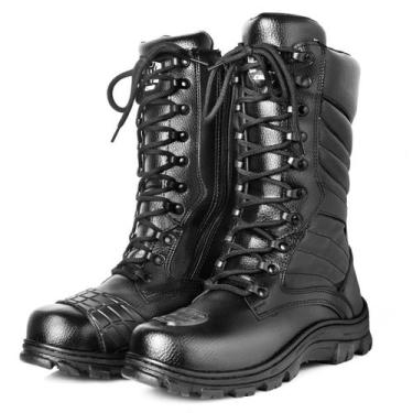 Imagem de Bota Masculina Coturno Tática Militar Preta Cano Longo Confortável Res