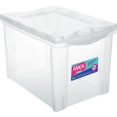 Imagem de Caixa Plástica Multiuso Médio Cristal Organizadora 30L com Tampa - Ord