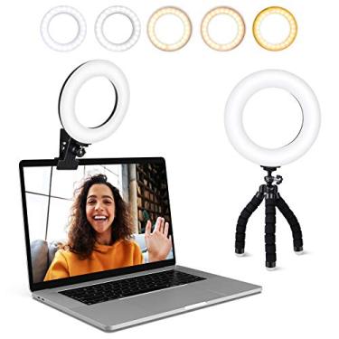 Imagem de Kit de iluminação de videoconferência, clipe de luz de anel no monitor de laptop com 5 cores reguláveis e 5 níveis de brilho para iluminação de webcam/iluminação de zoom/trabalho remoto/transmissão