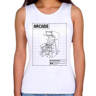 Imagem de Regata Feminina Arcade Fliperama Projeto - Foca na Moda, Branco, P