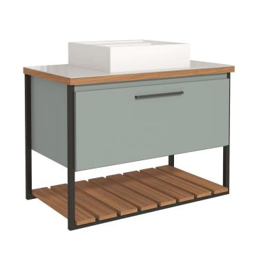 Imagem de Armário Gabinete Para Banheiro 80cm Mdf 1 Porta 1 Prateleira Pistache