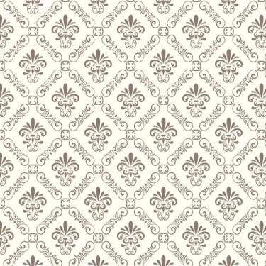 Imagem de Papel de Parede Autocolante Vinil Arabesco Mix Bege Sobre Branco - Dec