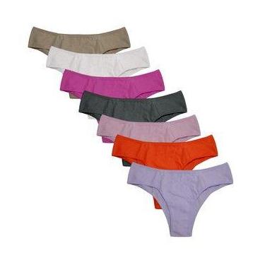 Imagem de Kit 5 Calcinhas 100% Algodão Lingerie Tanga Cores Lisa - F. Angel, GG 