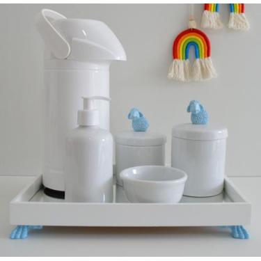 Imagem de Kit Higiene Bebe K030 Completo Infantil Azul Moderno Porcelanas Bandej