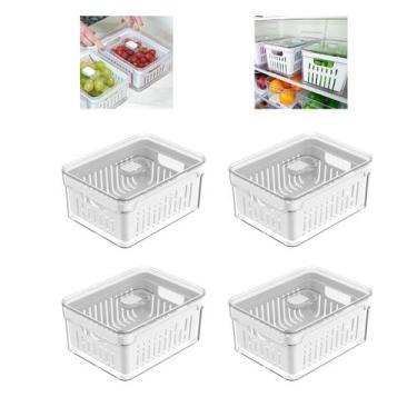 Imagem de Kit 4 Organizadores Geladeira 2,2 Litros Alimentos Vegetais - OU, Acrí