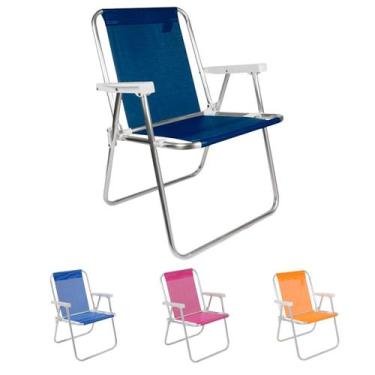 Imagem de Kit 5x Cadeiras de Praia Alta Alumínio Piscina Camping Pesca Lazer Vár