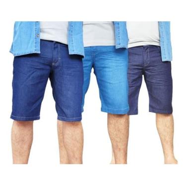 Imagem de Kit 03 Bermuda Jeans Premium Masculino Elastano Short - Tbasics, 42