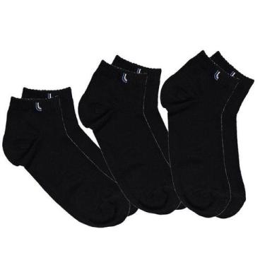 Imagem de Kit Meia Lupo Walk Cano Curto 3 Pares Preta, 33-36