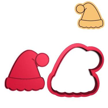Imagem de Cortador Marcador Gorro Natal Papai Noel Decorado - DOCE IMPRESSO, 6,5