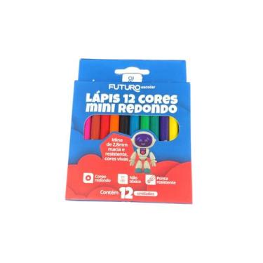 Imagem de Kit 12cxs Mini Lápis de cor 12 cores 9cm infantil resistente - Genéric