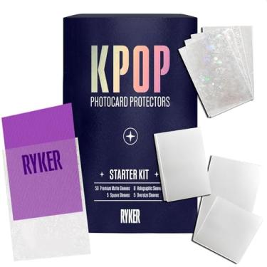 Imagem de Kit protetor para fotocard 4 em 1 Kpop para iniciantes | Inclui 3 tamanhos padrão, grande, quadrado, plus holográfico. Kpop Photocard colecionadores de cartões de fotos grossas e duráveis, ajuste confortável e seguro.