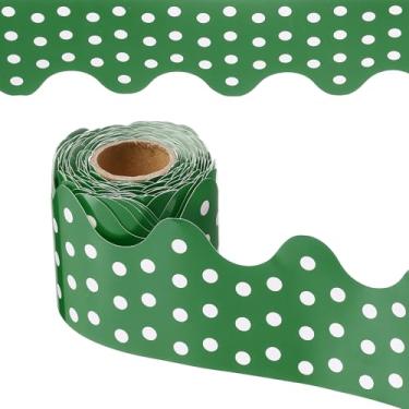 Imagem de PATIKIL Borda de quadro de avisos de pontos, pôster de 80 metros, quadro-negro, decoração de cortiça, bordas recortadas, decoração de parede para sala de aula e escritório, verde escuro