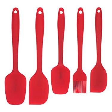 Imagem de Seribrmo Conjunto de espátulas de silicone resistente ao calor de 5 peças, conjunto de utensílios de cozinha de silicone antiaderente com diferentes formas, espátula de mistura para gelar, regar,