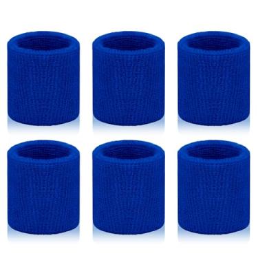 Imagem de toresper Pacote com 6 pulseiras esportivas para homens e mulheres, pulseira respirável absorvente para tênis, basquete, corrida, academia, malhar (azul)